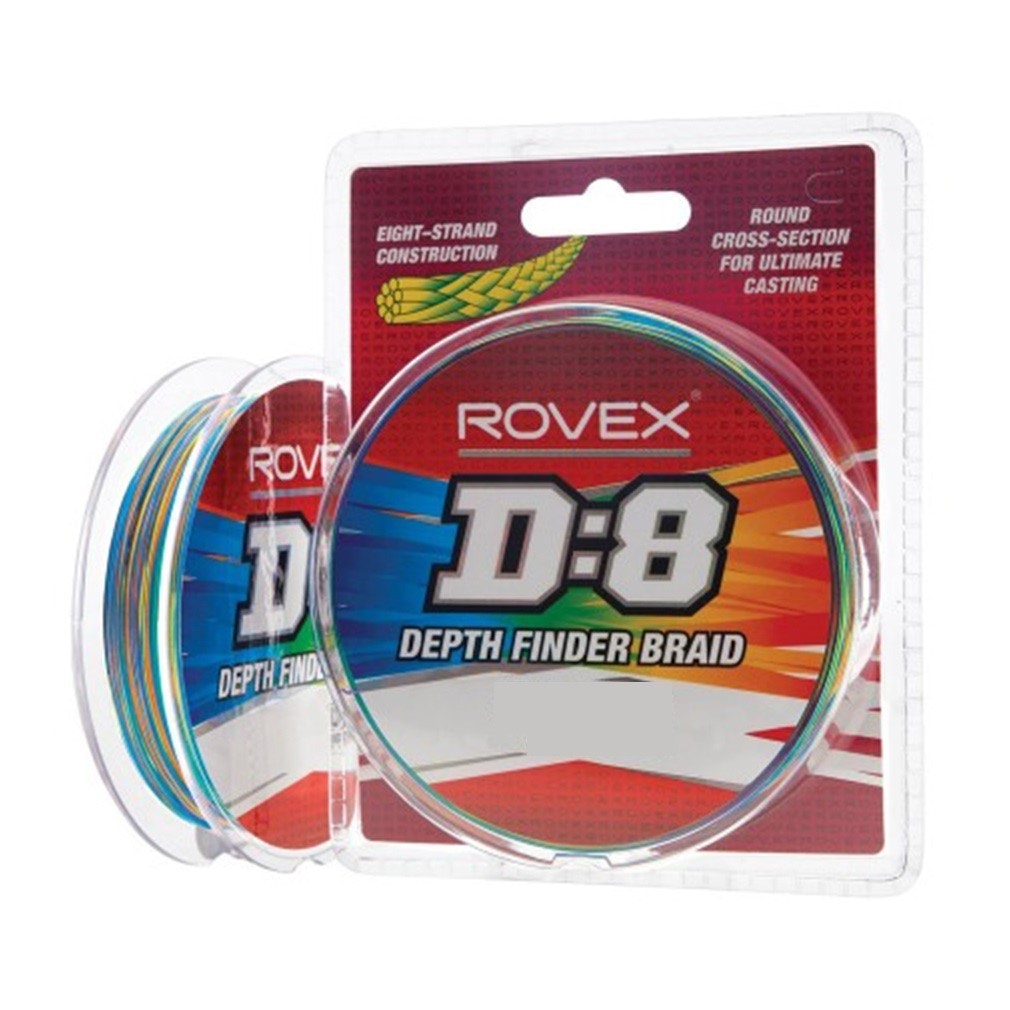 250yd Spool of 100lb Rovex D:8 Multi-Coloured Depth Finder Braided Fis