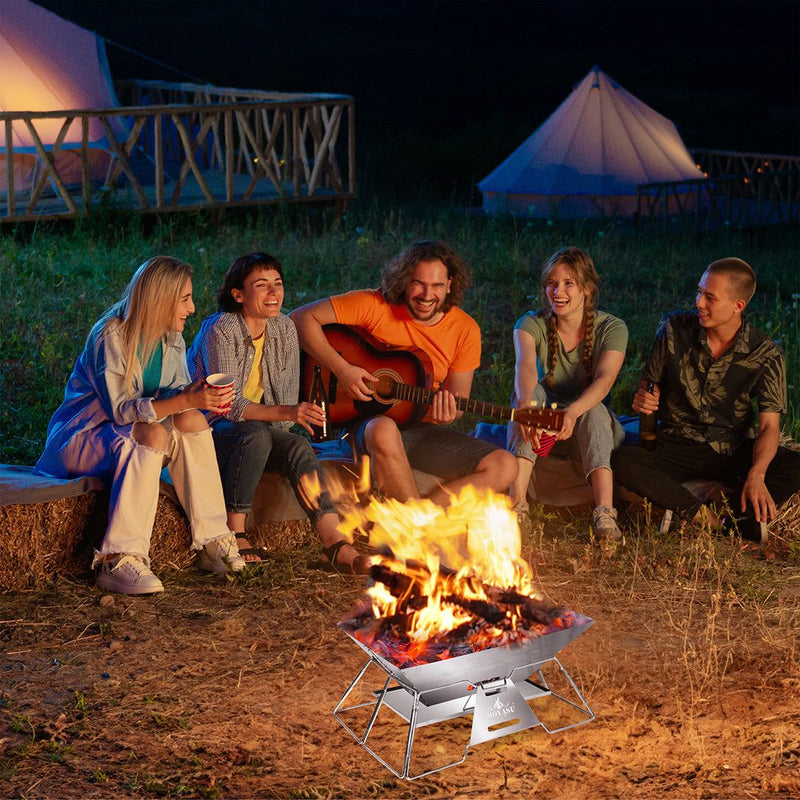 Moyasu Folding Fire Pit BBQ Outdoor Camping Portable Steel Stove Adjustable