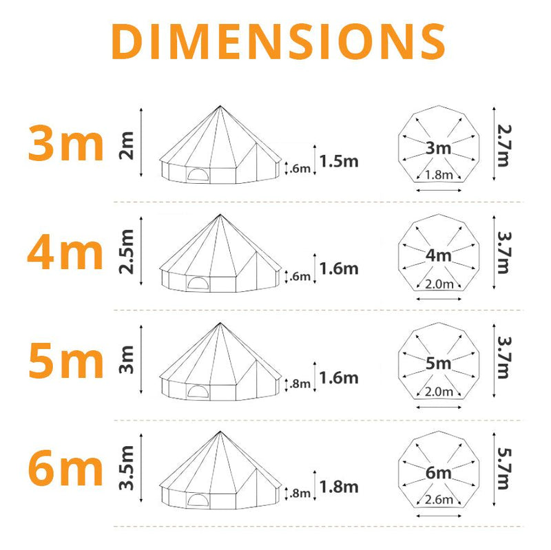 Canvas Bell Tent - 3m/4m/5m/6m