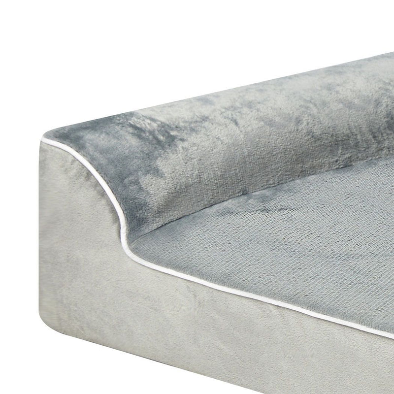 Pawz Orthopedic Dog Bed Memory Foam Cushion Cat Calming Mattress Washable L Grey