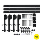 4m Antique Classic Style Double Sliding Barn Door Hardware Track Roller Kit