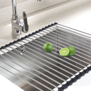 Toque Stainless-Steel Dish Drying Rack Over Sink Kitchen Foldable RollUp Mat