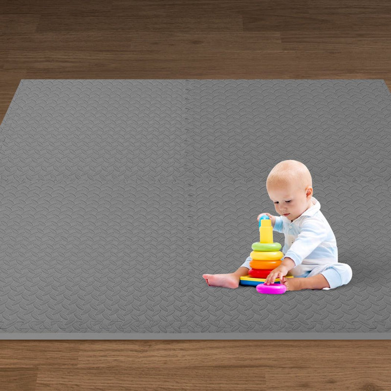 Bopeep EVA Foam Kids Play Mat Floor Kid Crawling Interlocking Home Grey 60x60