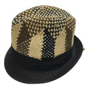 3 Tone Lattice Weave Paper Straw Trilby Hat - M 57cm (Fedora Trim Summer Sun Cap)