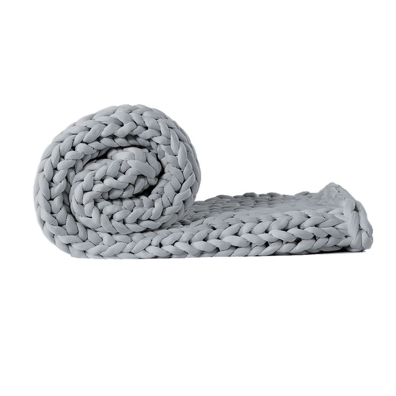 Dreamz Knitted Weighted Blanket Chunky Bulky Knit Throw Blanket 3kg Grey