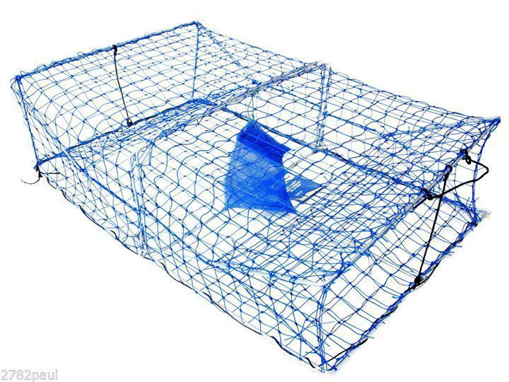 Wilson Heavy Duty Rectangular Crab Trap - 2 Entry - Blue Mesh Crab Pots