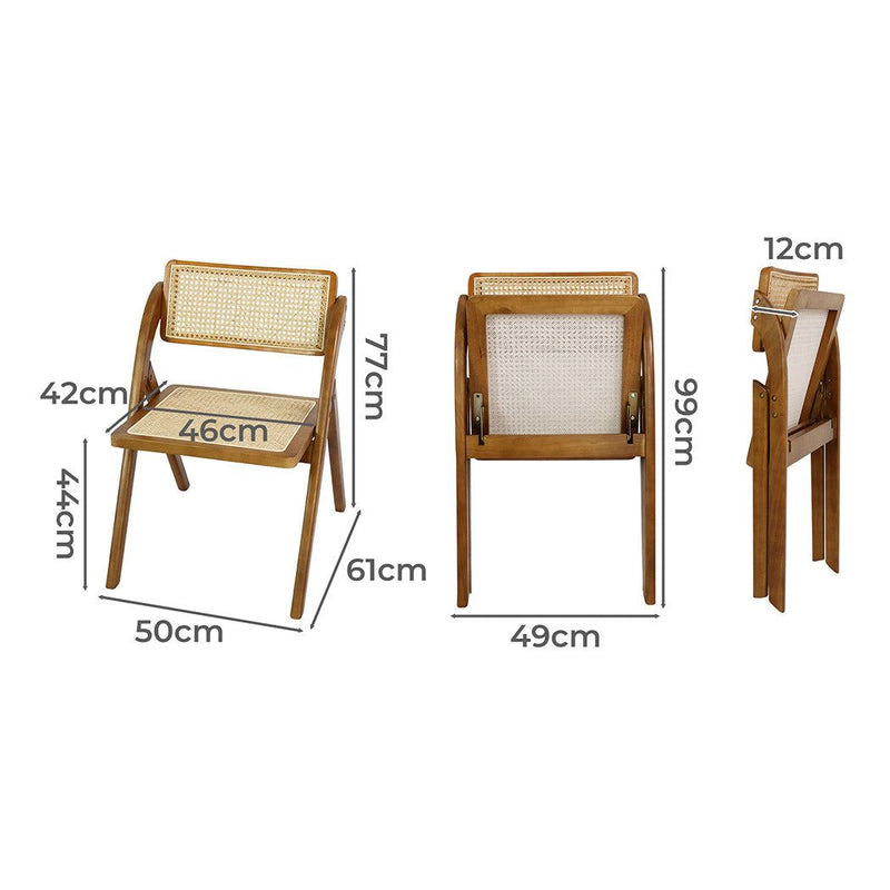 Levede 2x Foldable Dining Chairs Accent Wooden Chair Rattan Furniture Lounge
