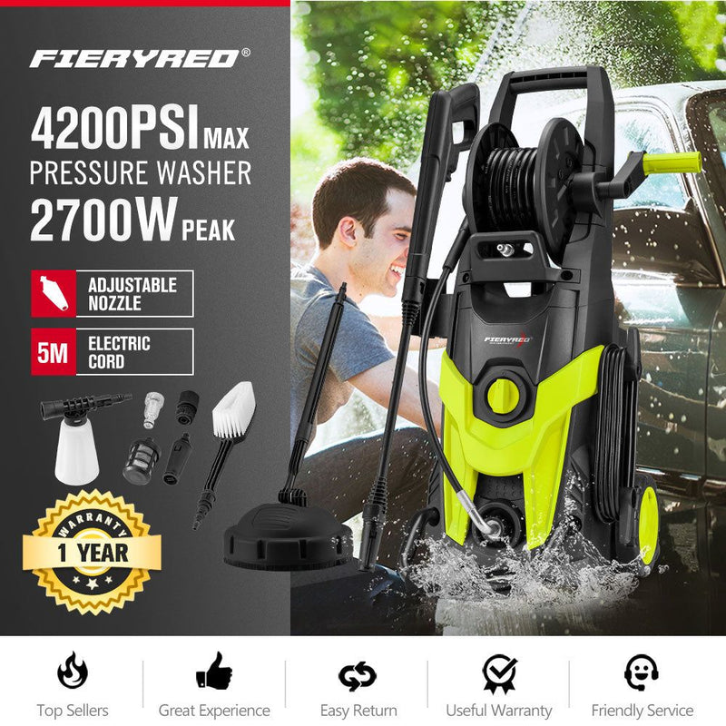 Fieryred 2700W Peak High Pressure Washer Cleaner Electric Max 4200PSI