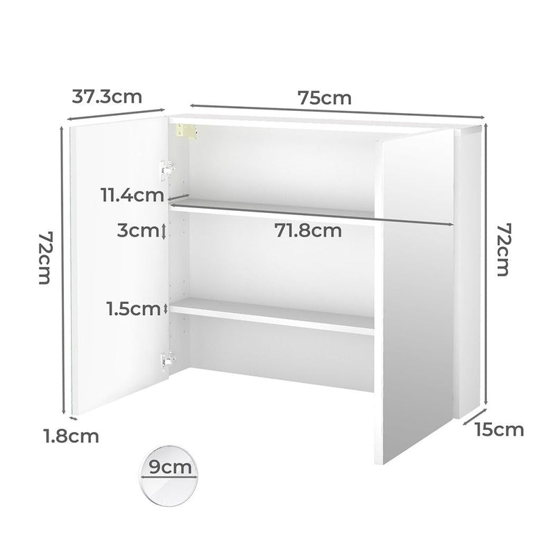 Levede Bathroom Mirror Wall Mounted Vanity Mirror Cabinet Wall Storage 75x72cm