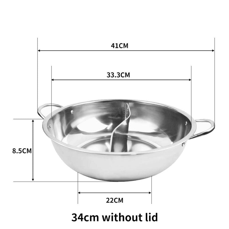 Toque 34cm Stainless-Steel Twin Mandarin Duck Hot Pot Induction Cooker No Lid