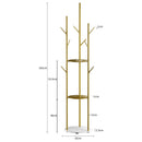 Levede Coat Rack Hat Clothes Stand Hanger Garment Hook Tree Metal Organizer Gold