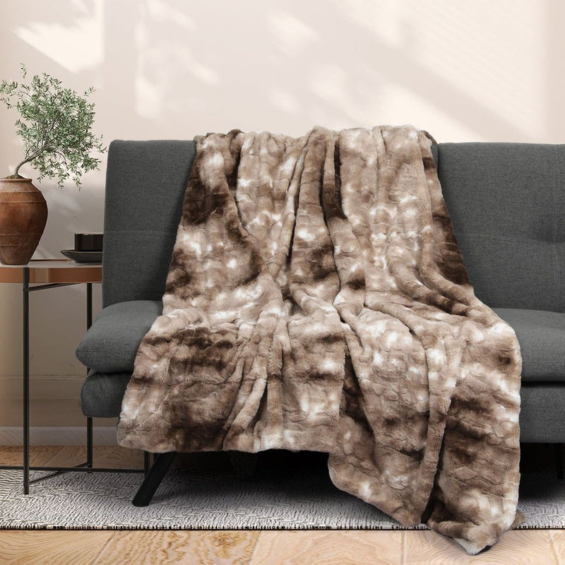 Dreamz Throw Blanket Luxury Tie-dyed Faux Fur 500GSM Bed Sofa Thick152x203cm