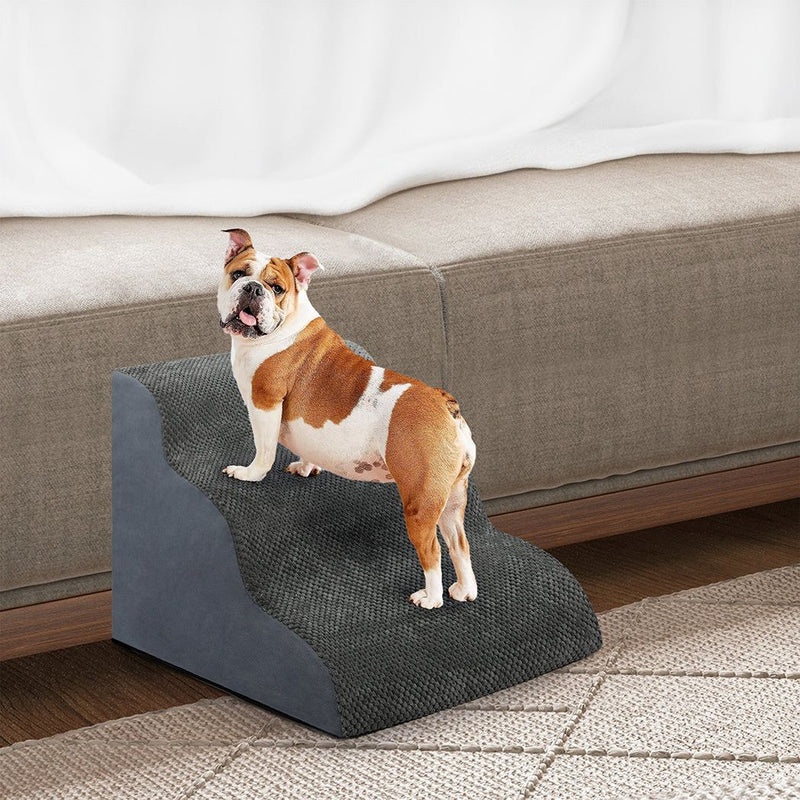 Pawz 3 Steps Pet Stairs Dog Ramp High Density Foam Non-Slip Ladder for Bed Sofa
