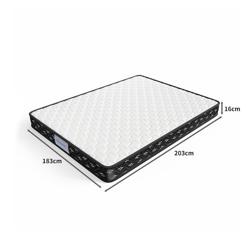 Dreamz Spring Mattress Bed Pocket Tight Top Foam Medium Soft King Size 16cm