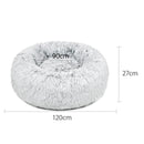 Pawz Pet Bed Cat Dog Donut Nest Calming Mat Soft Plush Kennel Charcoal