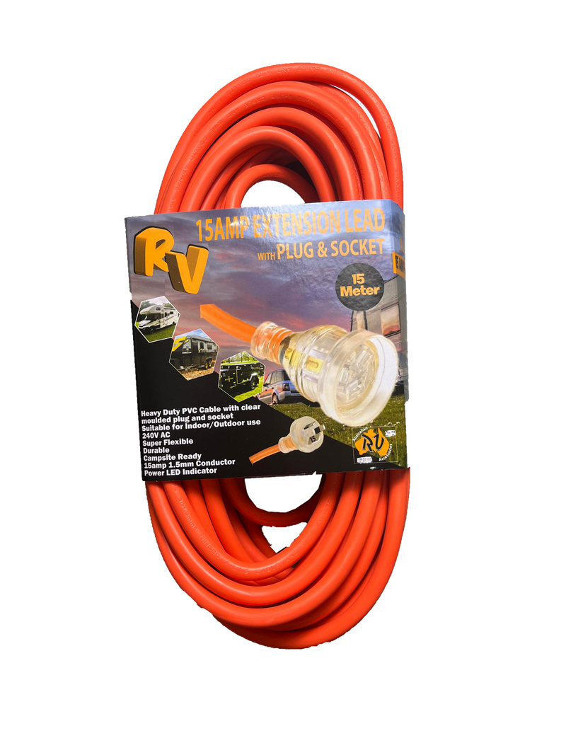 15M Australian RV 15amp Extension Lead