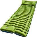 Inflatable Sleeping Pad Built-In Pillow Compact Green