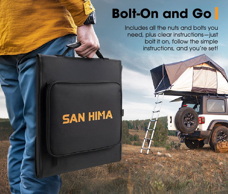San Hima 12V 160W Folding Solar Blanket Flexible Blanket Kit Camping Charger