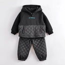 Boys Winter Fashion Stitching Quilted Sports Suit