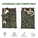 Camouflage Ultralight Waterproof Sleeping Bag  Splicable 3-Season Green