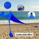Extra Large Beach Tent Sun Shelter with UPF50+ Protection, Stability Poles, and Ground Pegs - Blue (Includes 4 Poles)