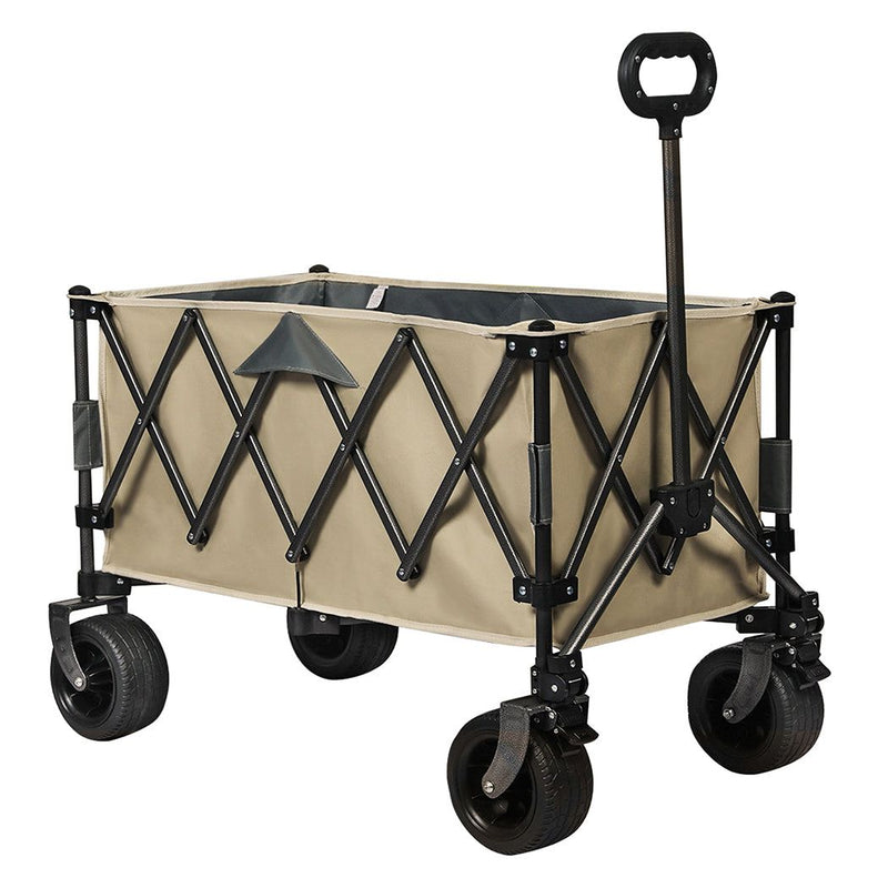 Lambu Folding Trolley Wagon Cart Outdoor Camping Shopping Beach Cart Khaki