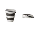 15L Foldable Collapsible Bucket - Silicone Storage Bin - Dark Grey/White