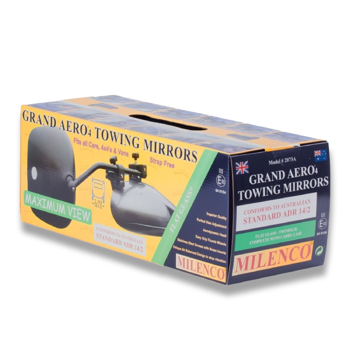 Milenco M-2073A Grand Aero 4 Extra Wide Flat Glass Caravan Towing Mirrors (1 Pair)