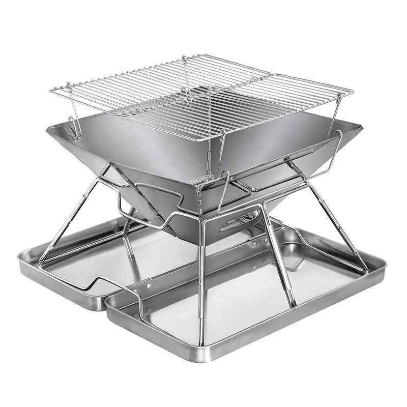 Moyasu Fire Pit BBQ Grill Barbecue Smoker Camping Portable Stainless-Steel Stove