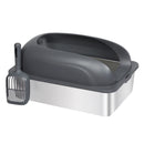Pawz Stainless-Steel Cat Litter Box Large Semi-Enclosed Pet Toilet Easy Cleaning