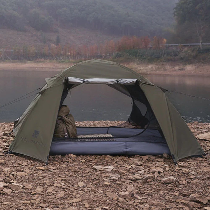Double-Layer Camping Tent Olive Green