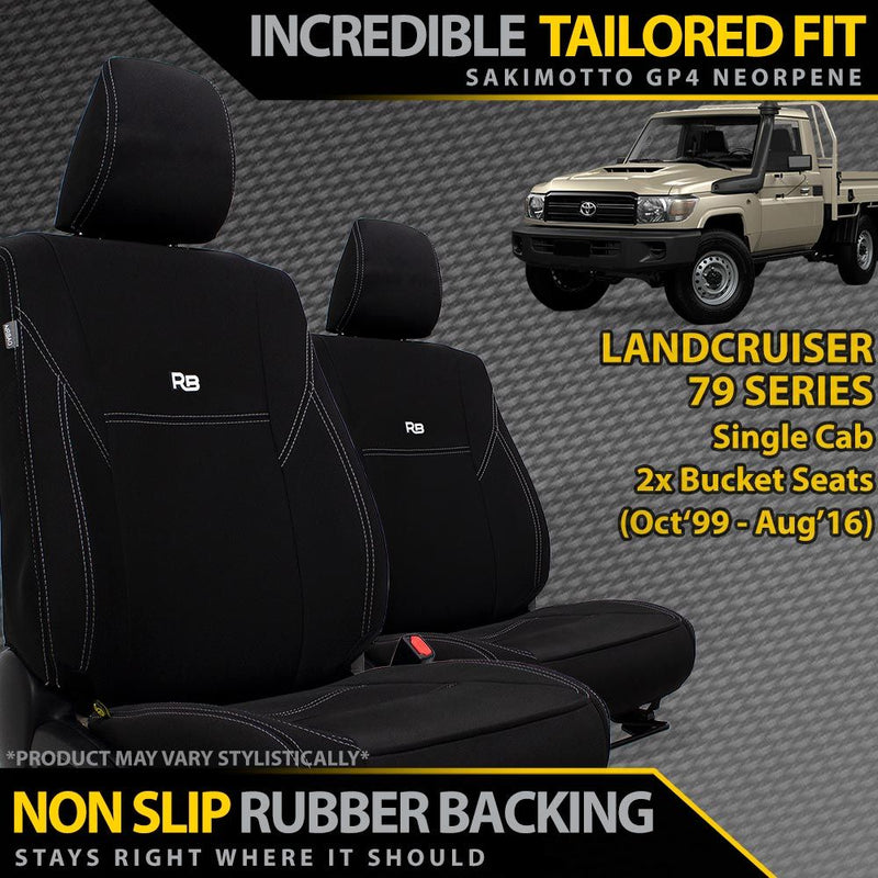 Razorback 4x4 GP4 Standard Neoprene 2x Front Seat Covers suitable for a Toyota Landcruiser 79 Single Cab