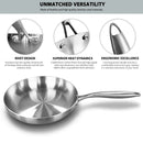 28cm 11-Inch 304 Stainless Steel Frying Pan Nonstick Uncoated Silver