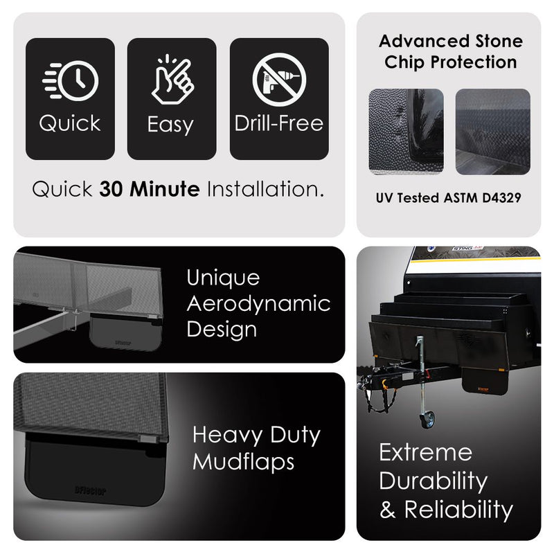 D-Flector Caravan Standard Stone Guard 2200mm - Angled (High-Strength Performance Steel)