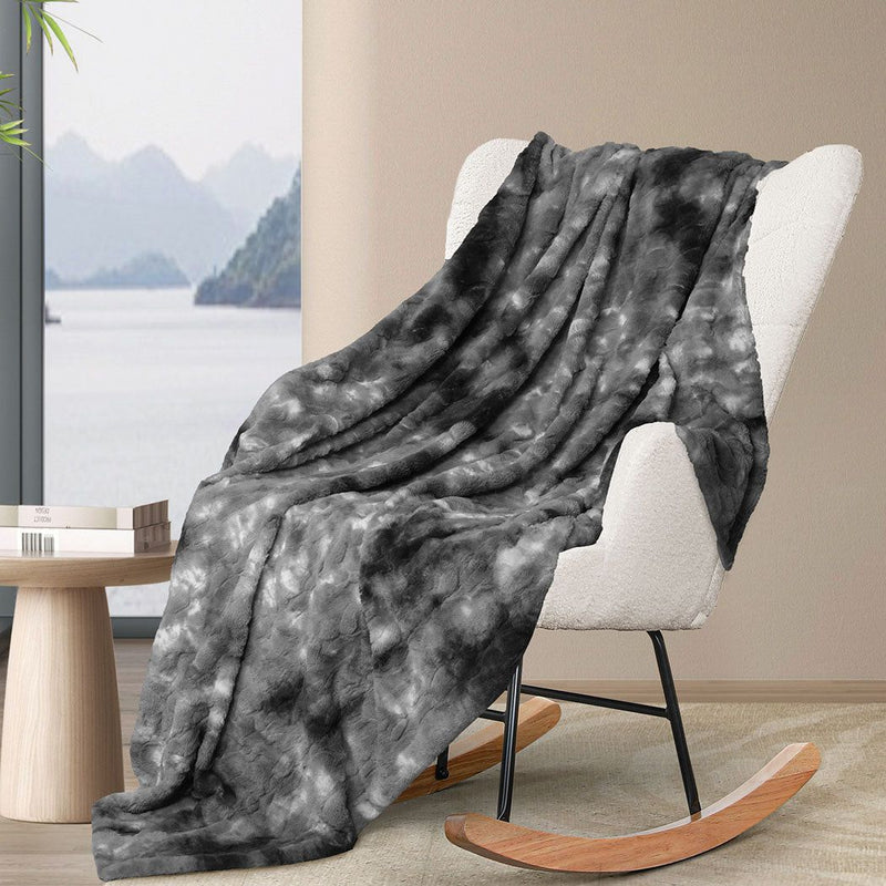Dreamz Throw Blanket Luxury Tie-dyed Faux Fur 500GSM Bed Sofa Thick152x203cm