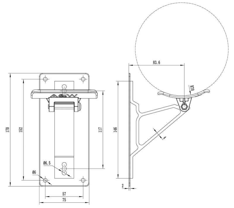 Black RV Awning Support Cradle