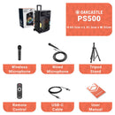 Majority PS500 - PA System 150w Bluetooth Karaoke-DJ-Party-PA System - Black