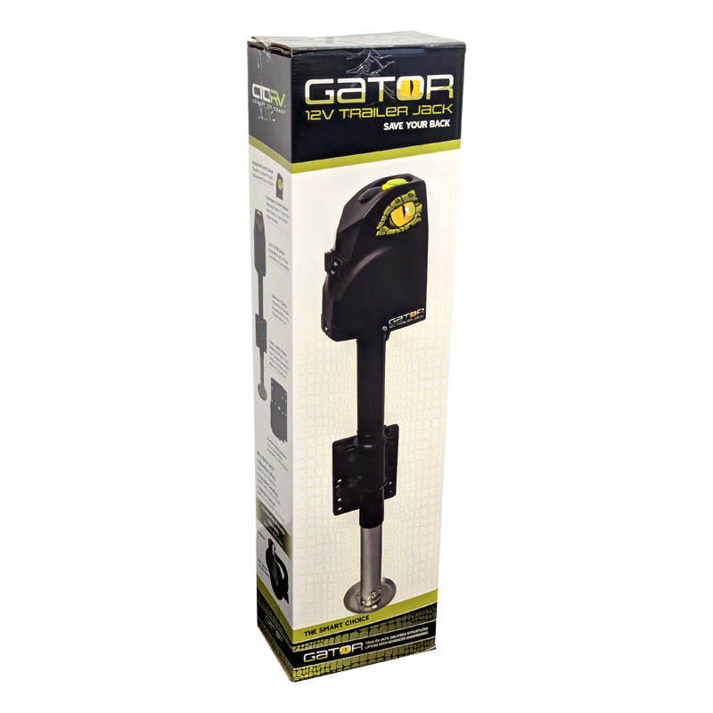 Coast RV Gator 12V Trailer Jack with Clamp | 1800KG Cap | 355mm Lift