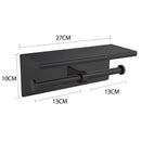 Traderight Group  Toilet Paper Holder Double Roll Stainless-Steel Hook Bathroom Rack Wall Black
