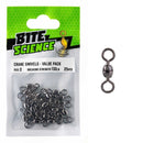25 Pack of Size 2 Bite Science Black Crane Fishing Swivels - 132lb