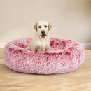 Pawz Pet Bed Cat Dog Donut Nest Calming Mat Soft Plush Kennel Pink XL