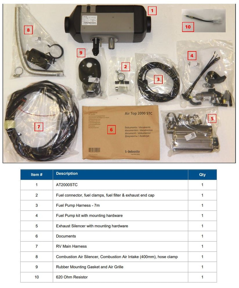 Webasto AT2000STC Diesel Heater Complete Kit with Rotary Control