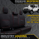 Razorback 4x4 GP6 Premium Neoprene Rear Row Seat Covers suitable for a Toyota Landcruiser 79 Series Dual Cab (Made to Order)