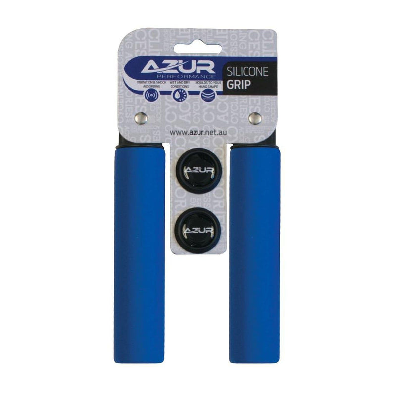 Azur 130mm Shock Absorbing Silicon Bike Handlebar Grips BLUE