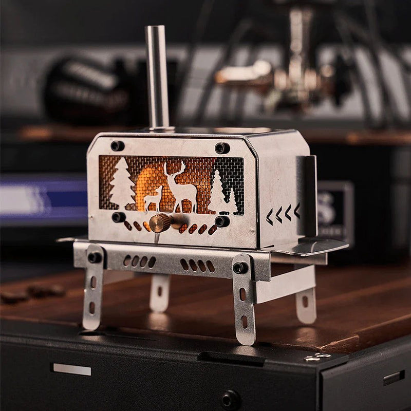 Mini Folding Charcoal Stove Fire Heater And Incense Burner Silver