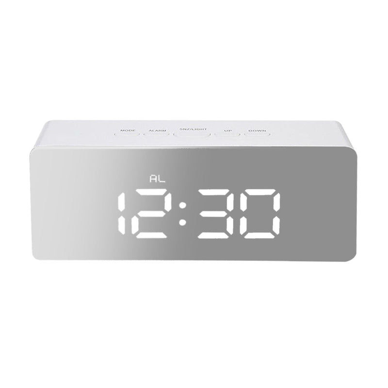 Traderight Group  Alarm Clock Digital Led Mirror Desk Table Temperature Time Snooze USB Battery