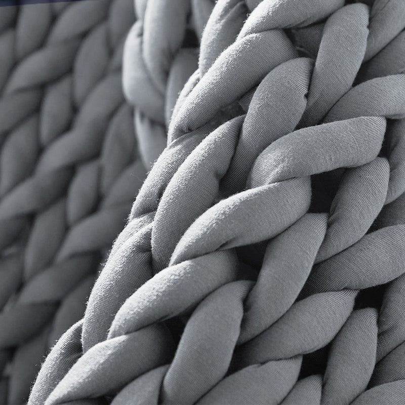 Dreamz Knitted Weighted Blanket Chunky Bulky Knit Throw Blanket 3kg Grey