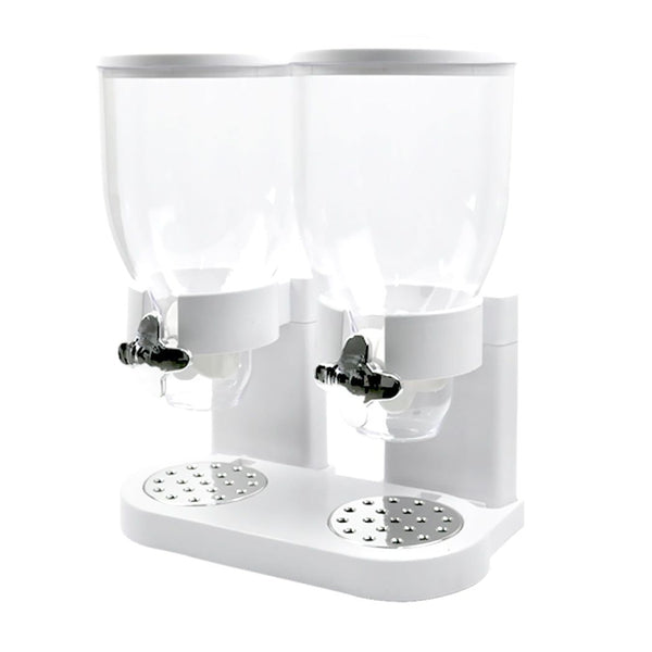 Toque Double Cereal Dispenser Dry Food Storage Container Dispense Machine White