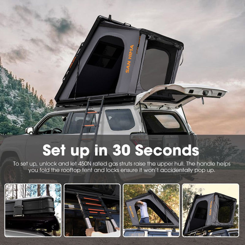 San Hima Kalbarri Gen 2 Roof Top Tent Hard Shell With Ladder + 120W Solar Panel