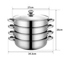 Toque Stainless-Steel Steamer Meat Vegetable Cookware Hot Pot Kitchen 4 Tier